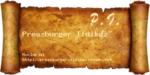 Preszburger Ildikó névjegykártya